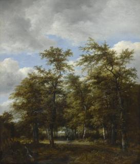 Jacob Isaacksz. Van Ruisdael - Wooded Landscape With Figures On A Road