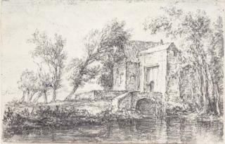 Jacob Isaacsz. van Ruisdael - A landscape with a farmhouse by a river