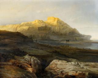 Jacob Jacobs - Sonnenuntergang im Nildelta mit einer Karawane