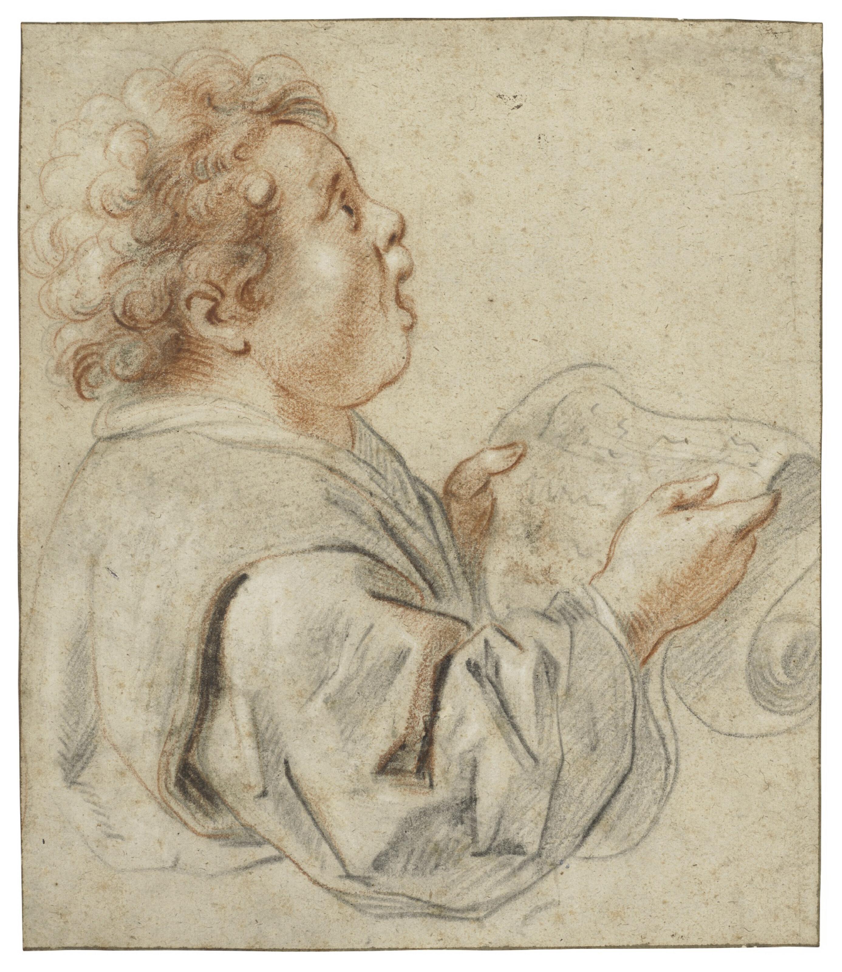 Jacob Jordaens - A singing boy holidng sheet music