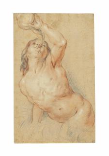 Jacob Jordaens - A triton blowing his horn: Study for  The gifts of the sea