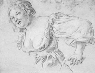Jacob Jordaens - A Woman With Deep Decolletage, Turning To The Left