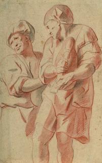 Jacob Jordaens - Deux hommes debout, l\'un jouant de la cornemuse