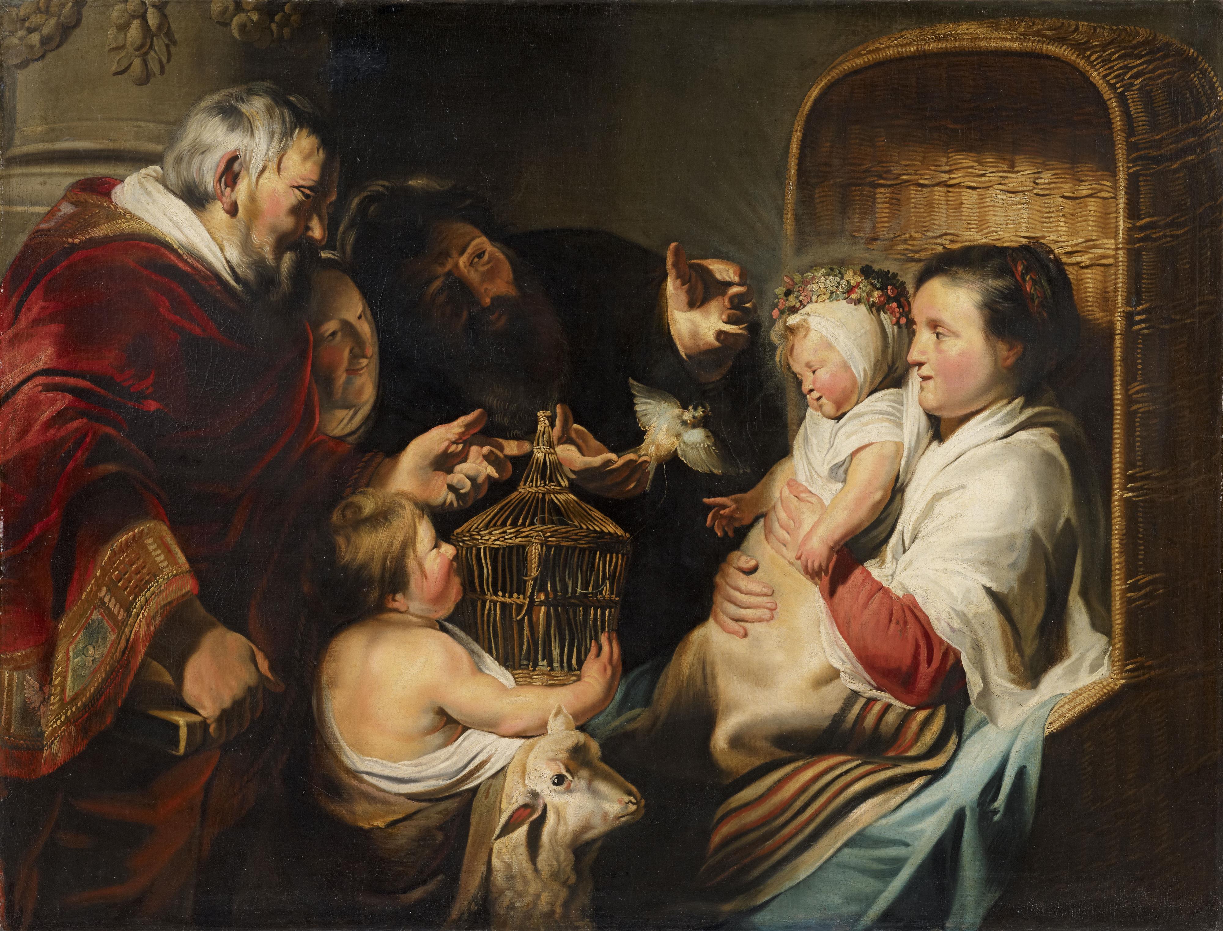 Jacob Jordaens - Die heilige Familie mit Johannes dem Täufer und seinen Eltern