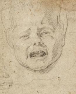 Jacob Jordaens - Head study of a crying girl, with a separate study of her mouth