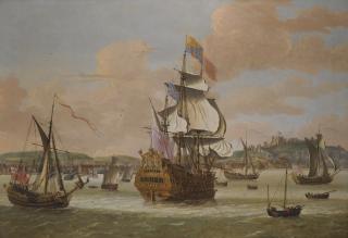 Jacob Knyff - Charles Ii And James, Duke Of York, On Board H.M.S. Triumph, With Three Royal Yachts Off Dover 