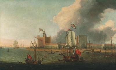 Jacob Knyff - Ships of the fleet off Garrison Point, Sheerness; and British men-o\'war off Dover
