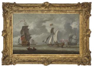 Jacob Knyff - The Royal Yacht Cleveland, with King Charles II aboard, arriving to inspect the flagship at the Nore