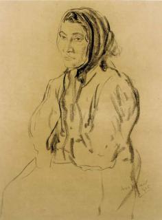 Jacob Kramer - Portrait of a Lady in a Shawl