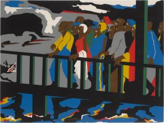 Jacob Lawrence - Confrontation at the Bridge (Nesbett 75-2)