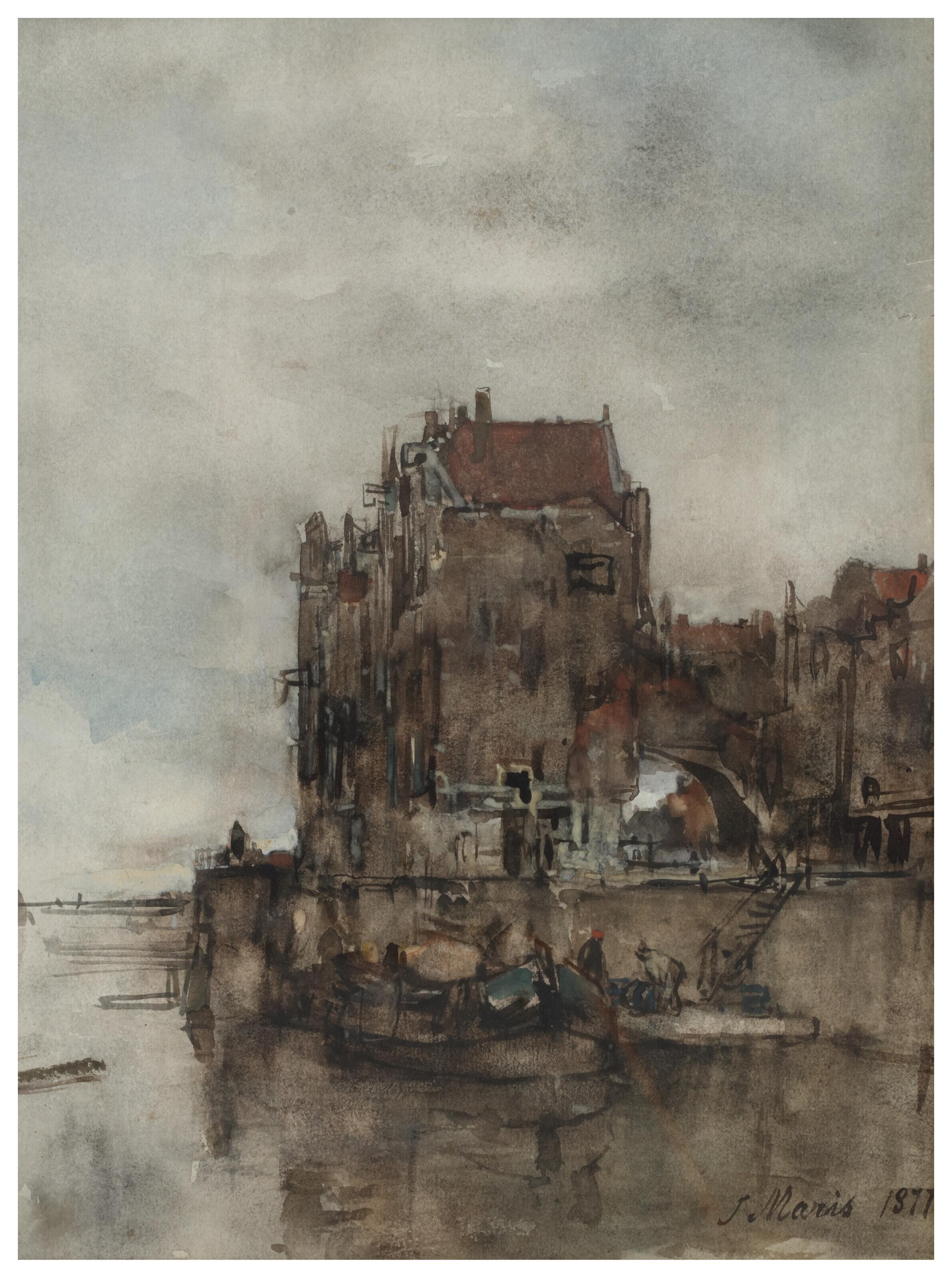 Jacob Maris - A view of the harbour in Dordrecht