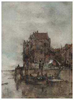 Jacob Maris - A view of the harbour in Dordrecht