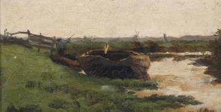 Jacob Maris - Rowing boat in a polder landscape