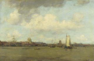 Jacob Maris - Shipping on the Merwede by Dordrecht