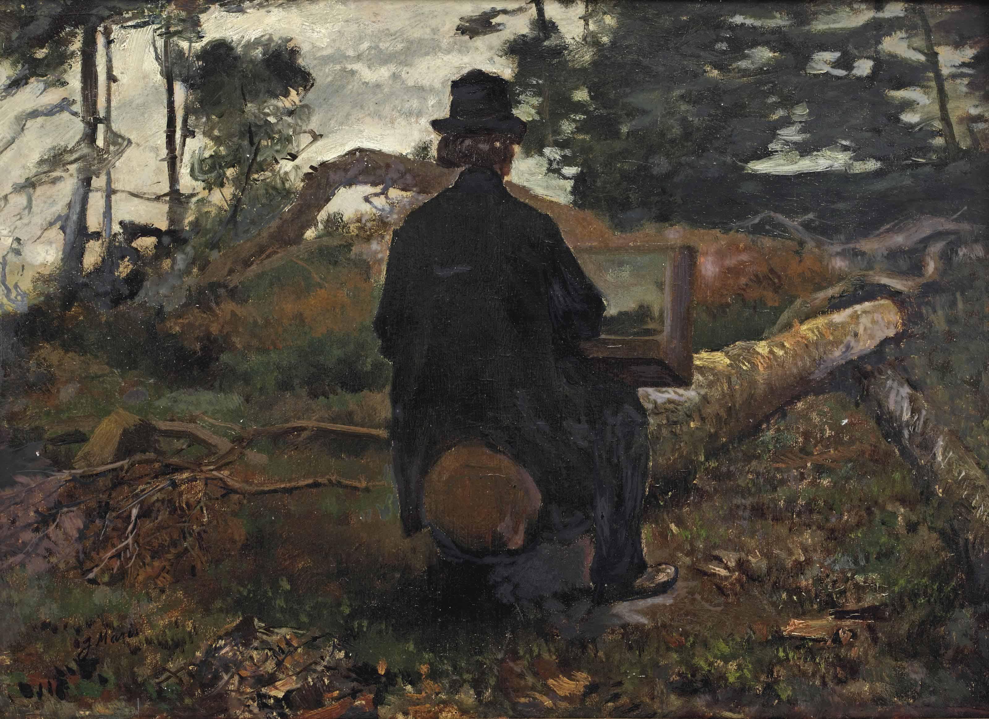 Jacob Maris - The painter Frederik Hendrik Kaemmerer at work in Oosterbeek