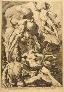 Jacob Matham - 2 Bll.: Die vier Elemente – Die fünf Sinne.