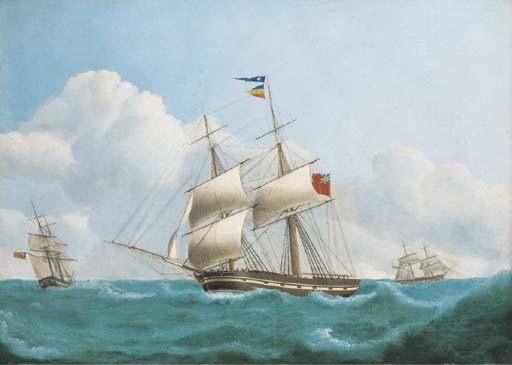 Jacob Petersen of Copenhagen - The brig Quay Side in three positions
