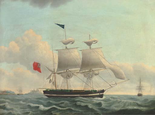 Jacob Petersen of Copenhagen - The English brig Endimion [sic] of Whitby in the Sound off Kronborg Castle