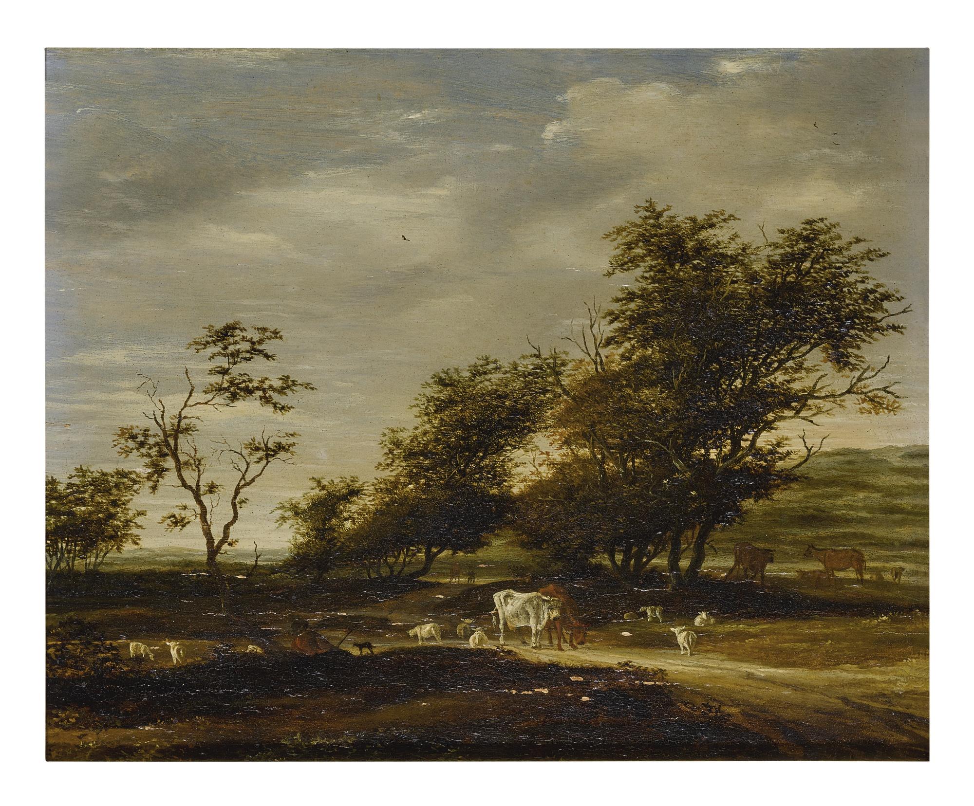 Jacob Salomonsz. Van Ruysdael - A Herder With His Flock In A Landscape