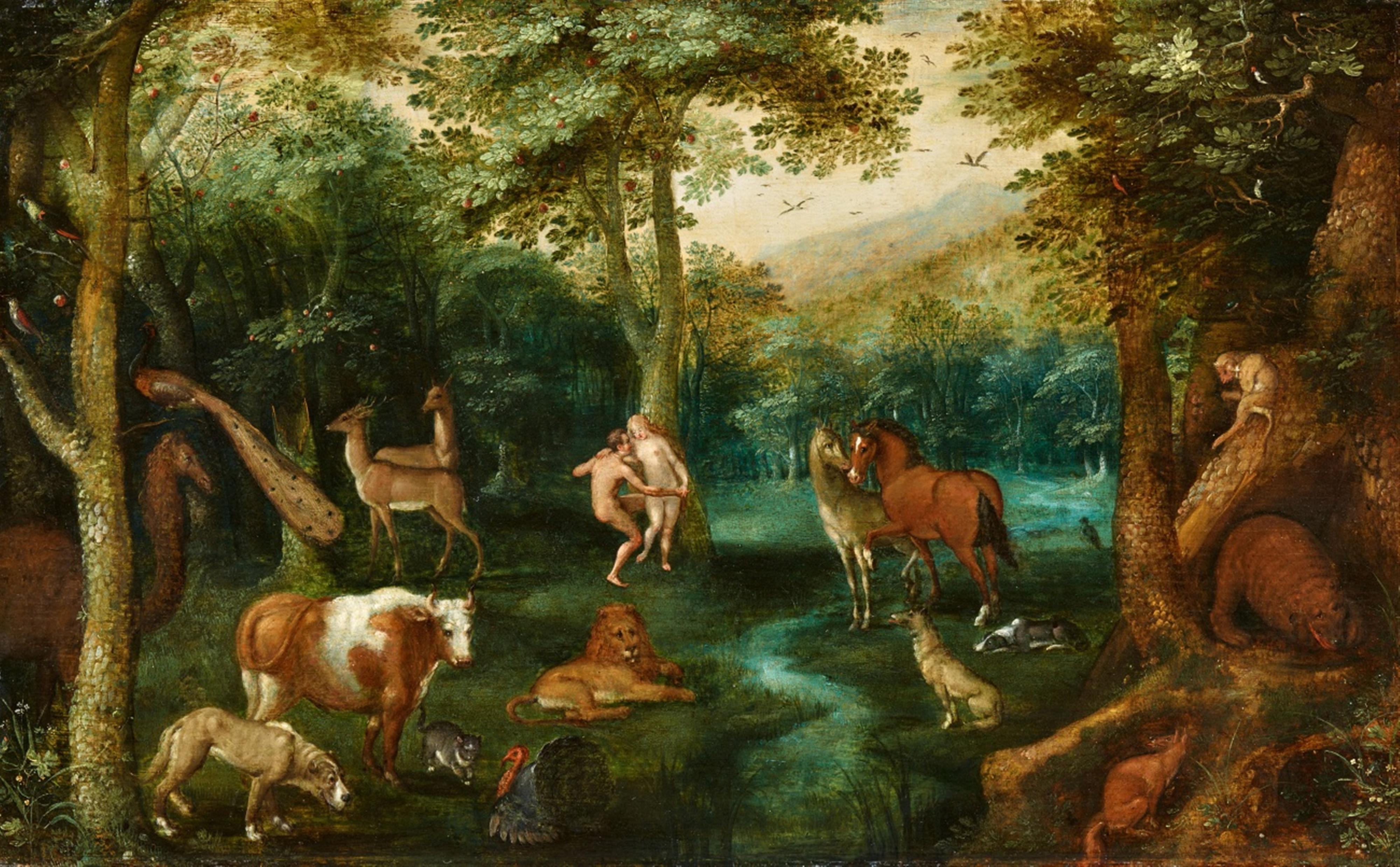 Jacob Savery d. Ä. - Paradieslandschaft mit Adam und Eva