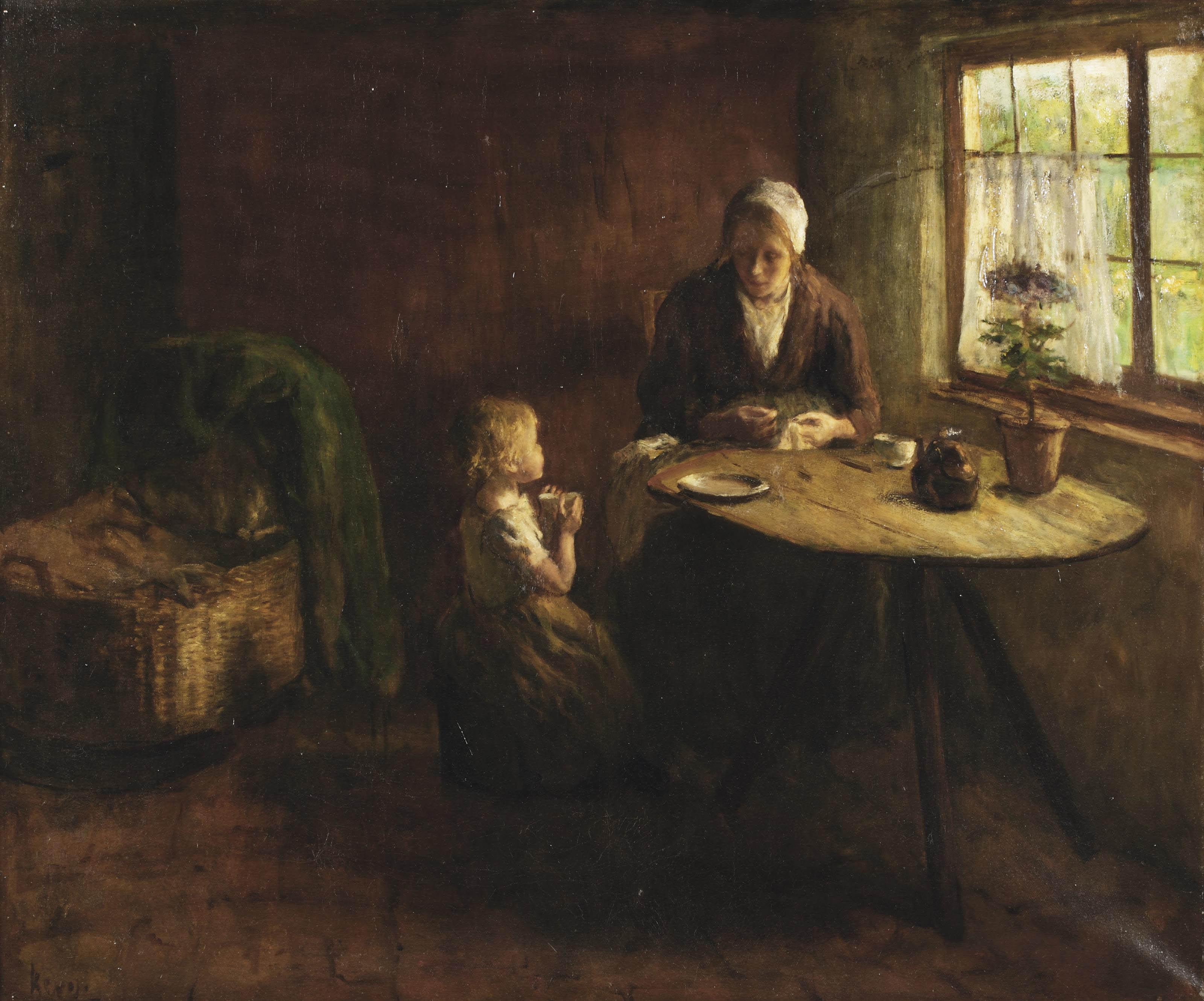 Jacob Simon Hendrik Kever - A chat at the table