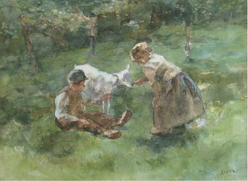Jacob Simon Hendrik Kever - Feeding the little goat