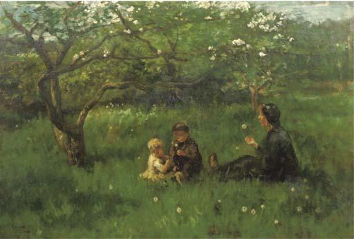 Jacob Simon Hendrik Kever - In the orchard: blowing dandelions