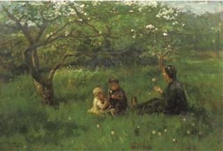 Jacob Simon Hendrik Kever - In the orchard: blowing dandelions