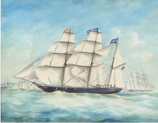 Jacob Spin - The barque \'Anna\' in full sail