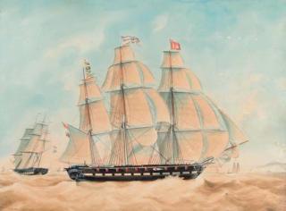 Jacob Spin - The threemaster Princes Sophia on a choppy sea