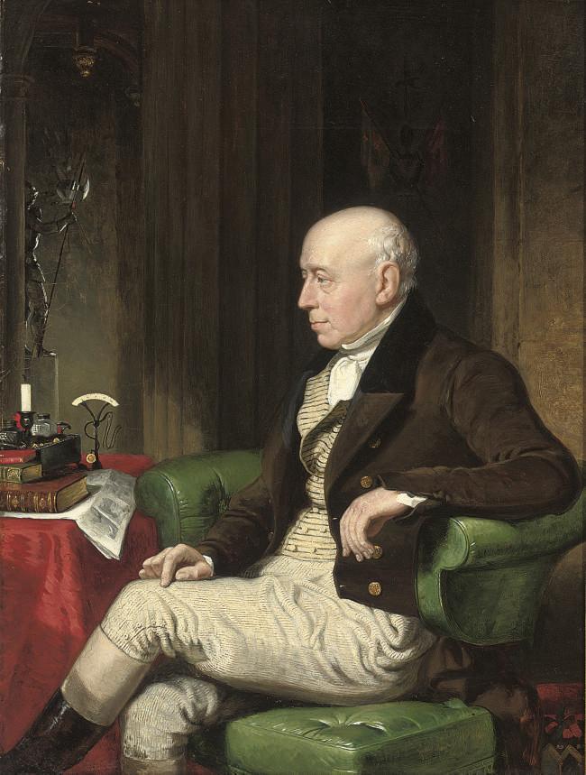 Jacob Thompson - Portrait of William, 1st Earl of Lonsdale, K.G., (1757-1844), seated three-quater-length in a green armchair