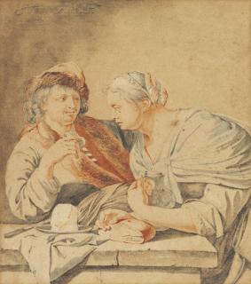Jacob Toorenvliet - A Couple At A Table With Bread And Cheese