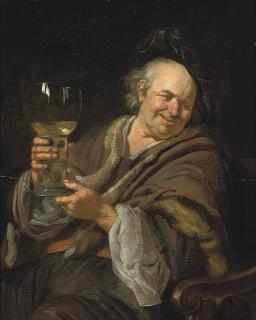 Jacob Toorenvliet - A man seated in an interior holding a roemer