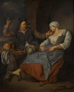 Jacob Toorenvliet - A Seated Couple Drinking Wine 
