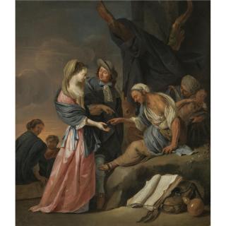 Jacob Toorenvliet - A Streetscene With A Young Lady Having Her Fortune Told