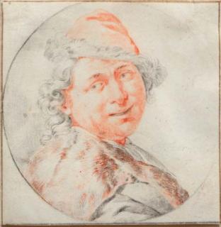 Jacob Toorenvliet - A study of a man\'s head, bust-length, in a \'tondo\'