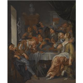 Jacob Toorenvliet - An Interior With Figures Eating And Drinking Around A Table