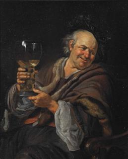 Jacob Toorenvliet - The Happy Drinker: A Man Seated In An Interior Holding A Roemer