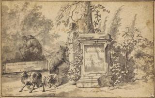 Jacob van der Does - Sheep Grazing Among Classical Monuments