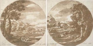 Jacob Van Der Ulft - An extensive river landscape with figures beneath a tree; and An extensive landscape with a castle on a hill to the left