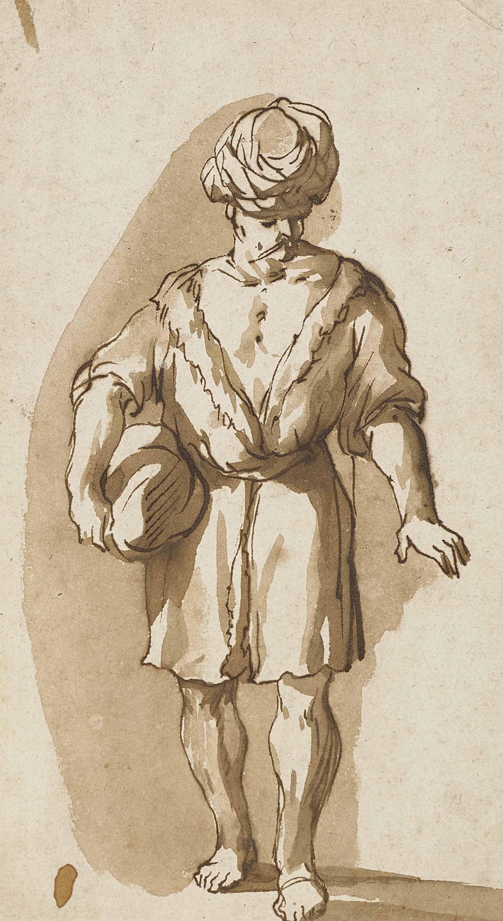 Jacob Van Der Ulft - Homme enturbanné debout ; et homme de profil vers la gauche