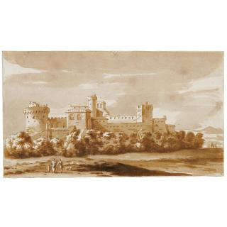 Jacob Van Der Ulft - Italianate Landscape With A Castle