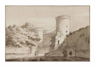 Jacob Van Der Ulft - View of a castle, probably Castel Gandolfo