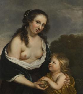 Jacob Van Loo - A Mother And Her Son In The Guise Of Venus And Cupid
