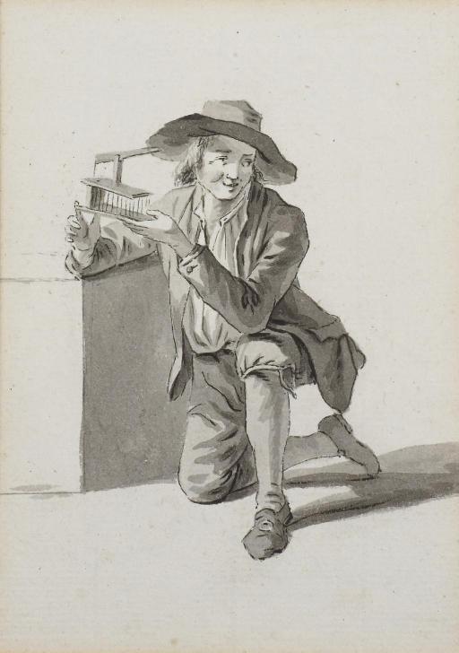 Jacob Van Strij - Jeune garçon agenouillé tenant une cage dans les mains