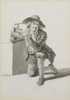 Jacob Van Strij - Jeune garçon agenouillé tenant une cage dans les mains