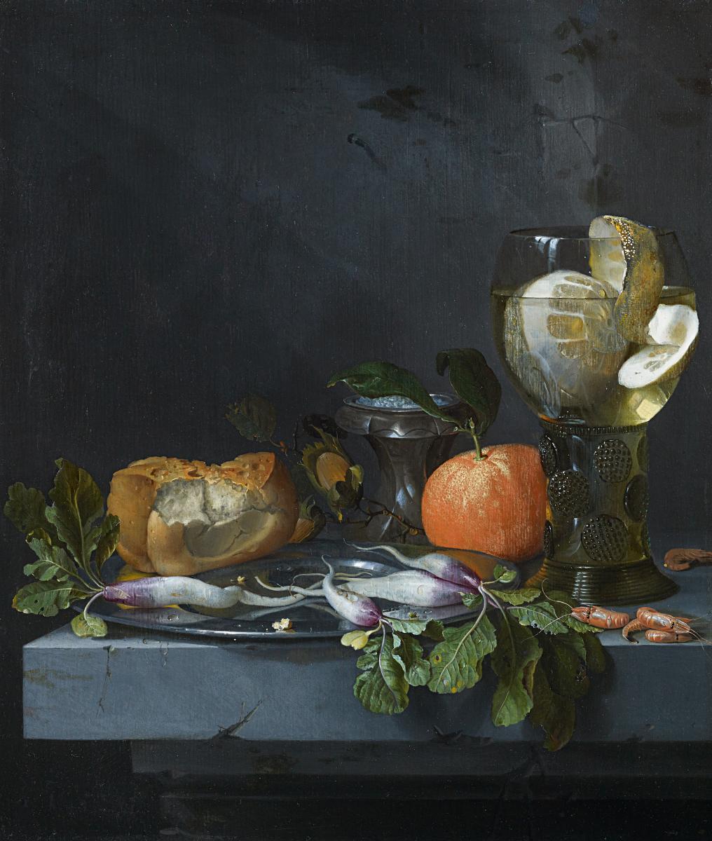 Jacob van Walscapelle - Stillleben mit Krustentieren und Rettich.