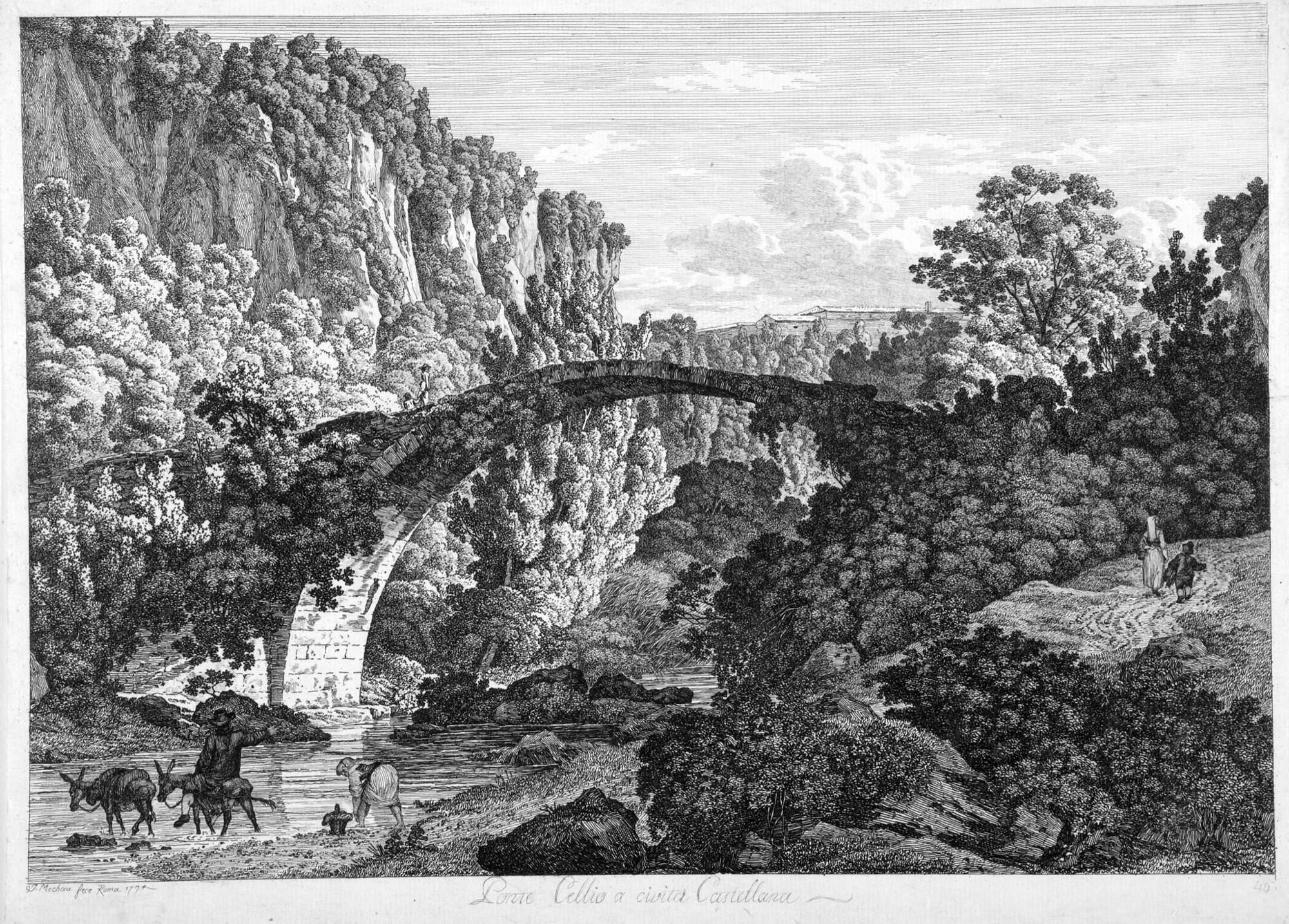 Jacob Wilhelm Mechau - 12 Bll. aus der Folge: Malerisch radirte Prospecte aus Italien.