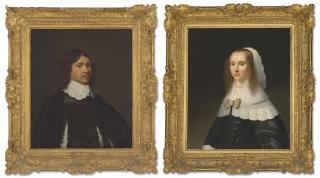 Jacob Willemsz. Delff Ii - Portrait of a gentleman, half-length, in a black slashed doublet and white lace collar; and Portrait of a lady, half-length, in a black dress and lace collar