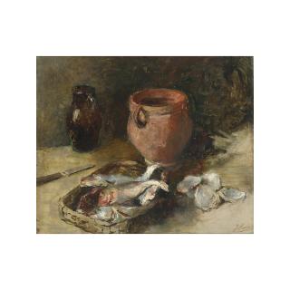 Jacoba Surie - A Kitchen Still Life With Fish And Oysters